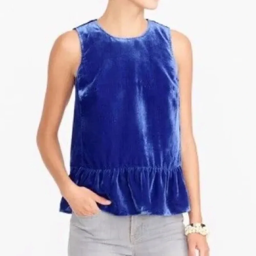 J Crew Drapey Velvet Top Womens 4 Velour Grunge Preppy Sapphire Jewel Tone NWT